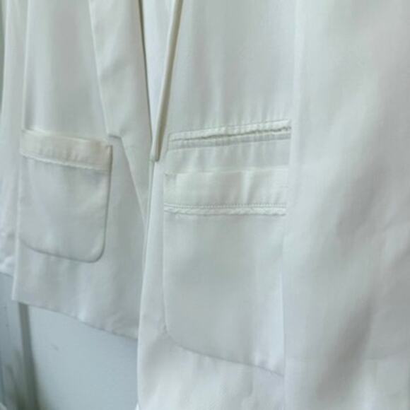 CARTONNIER White Blazer Size 8 Tencel Cotton Minimalist Scandi Light Academia - Picture 4 of 8